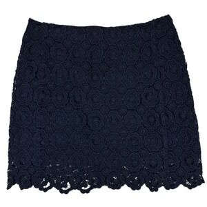Joe Fresh Crochet Lace‎ Black Scalloped Cotton Short Mini Pencil Skirt Size 4